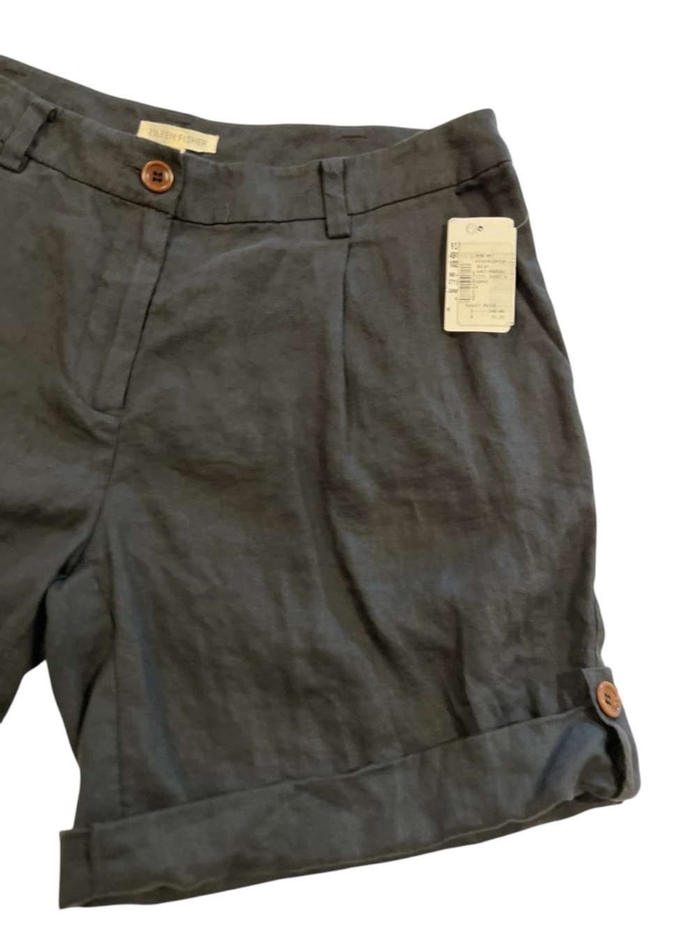 Eileen Fisher Organic Linen Shorts Navy Size 6 NWT - Picture 4 of 11